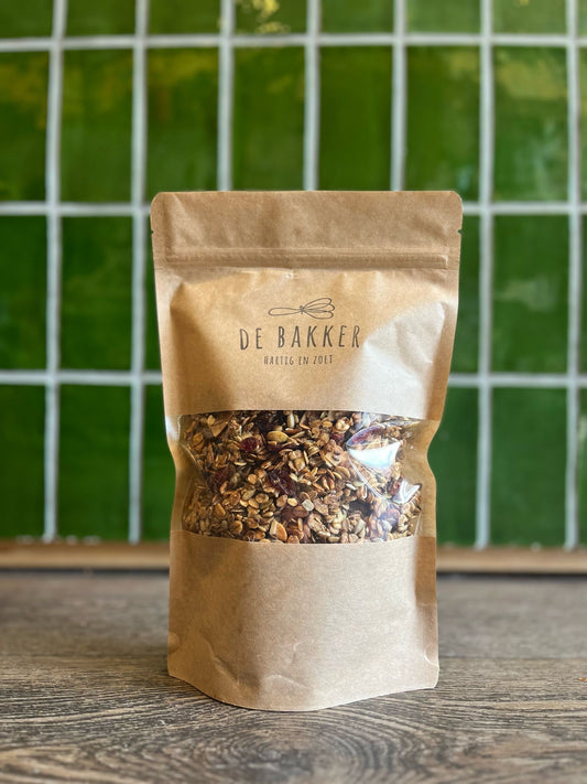 Huisgemaakte granola met cranberry's